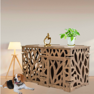 Интерьерный вольер-домик 100×50×60 см — паттерн «Листья», цвет шоколад