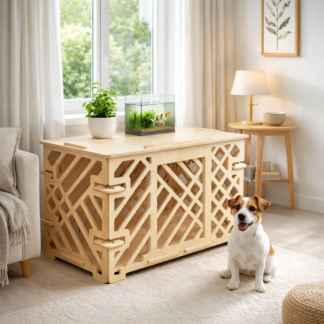 Интерьерный вольер-домик 70×40×50 см — паттерн «Линии», без покрытия