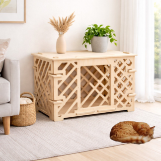 Интерьерный вольер-домик 70×40×50 см — паттерн «Линии», без покрытия