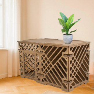 Интерьерный вольер-домик 100×50×60 см — паттерн «Линии», цвет шоколад