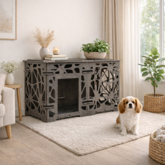 Интерьерный вольер-домик 100×50×60 см — паттерн «Нейроны», цвет графит