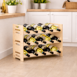 Деревянный стеллаж для хранения вина на 15 бутылок (натуральный, без покрытия)