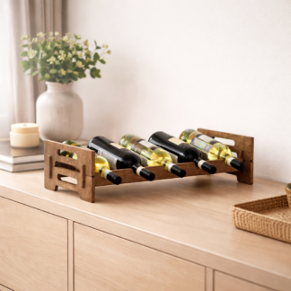 Деревянный стеллаж для хранения вина на 5 бутылок