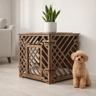 Интерьерный вольер-домик 70×50×60 см — паттерн «Линии», цвет шоколад