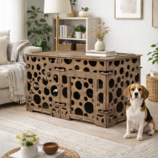 Интерьерный вольер-домик 100×50×60 см — паттерн «Круги», цвет шоколад