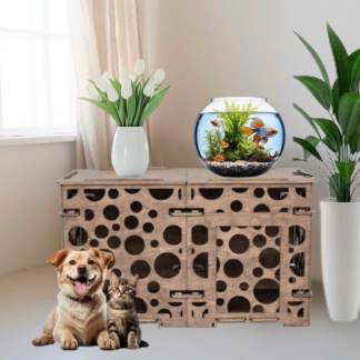 Интерьерный вольер-домик 100×50×60 см — паттерн «Круги», цвет шоколад