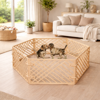 Интерьерный манеж для щенков — «Линии», 6 секций, цвет натуральный