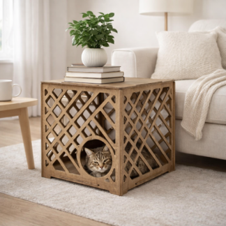 Домик для кошки 50×50×50 см — паттерн «Линии», цвет Шоколад