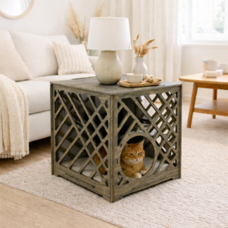 Домик для кошки 50×50×50 см — паттерн «Линии», цвет Графит