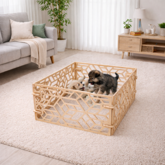 Интерьерный манеж для щенков — «Ромбы», 4 секций, цвет натуральный